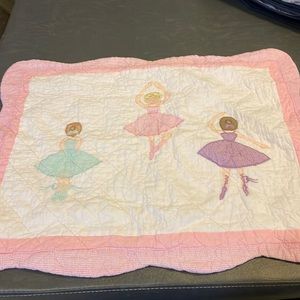 2 Girls Pink Pillow Case Covers Quilted Ballerinas/Wh. W/ Pink Pottery Barn